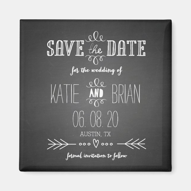 Chalkboard Rustic Save the Date Magnet (Front)