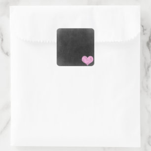 Chalkboard Rustic Shabby Chic Pink Chalk Heart Square Sticker