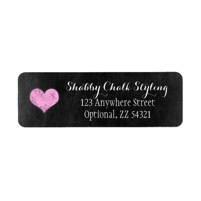 Chalkboard Rustic Shabby Pink Heart Return Address (Front)