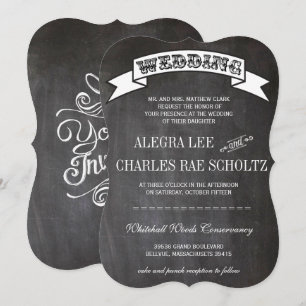 Chalkboard RUSTIC Vintage Typography Invite