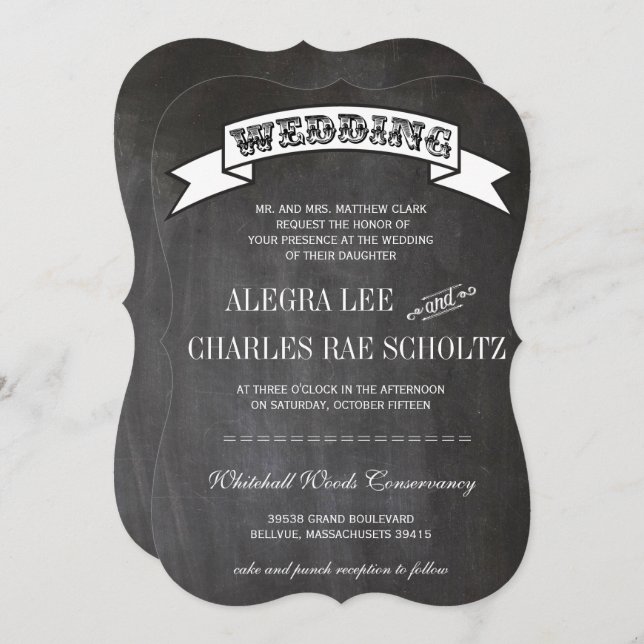 Chalkboard RUSTIC Vintage Typography Invite (Front/Back)
