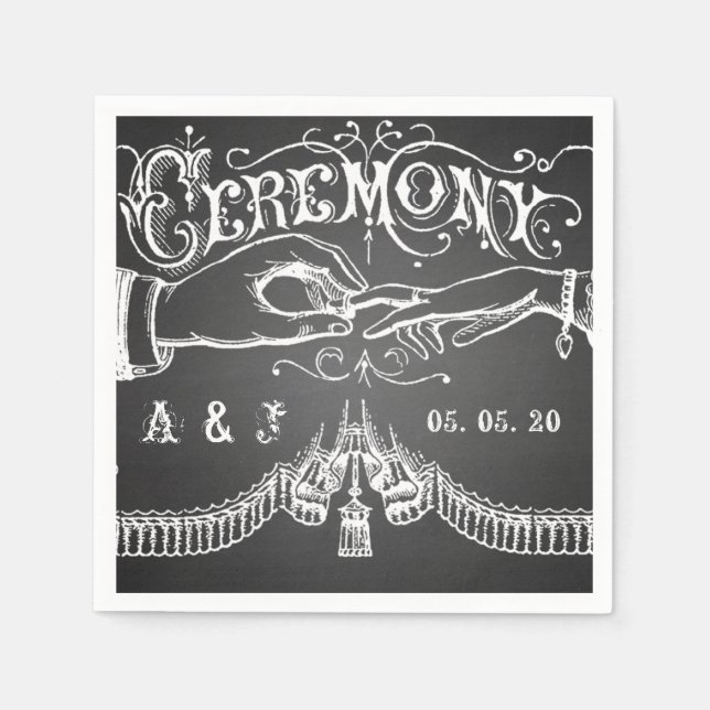 Chalkboard Rustic Wedding Paper Napkins (Front)