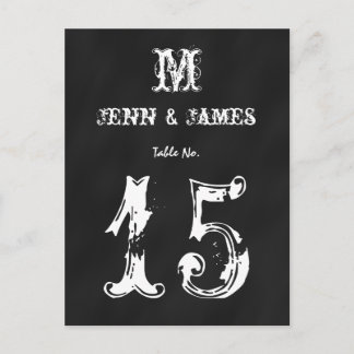 Chalkboard Rustic Wedding Table Number Card