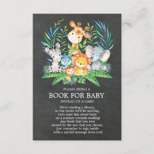 Chalkboard Safari Jungle Baby Shower Book for Baby Enclosure Card