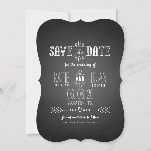 Chalkboard Save the Date Announcement (Front)