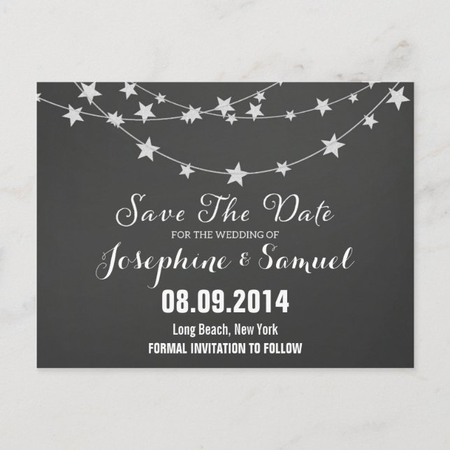Chalkboard Save The Date Announcement Postcard (Front)