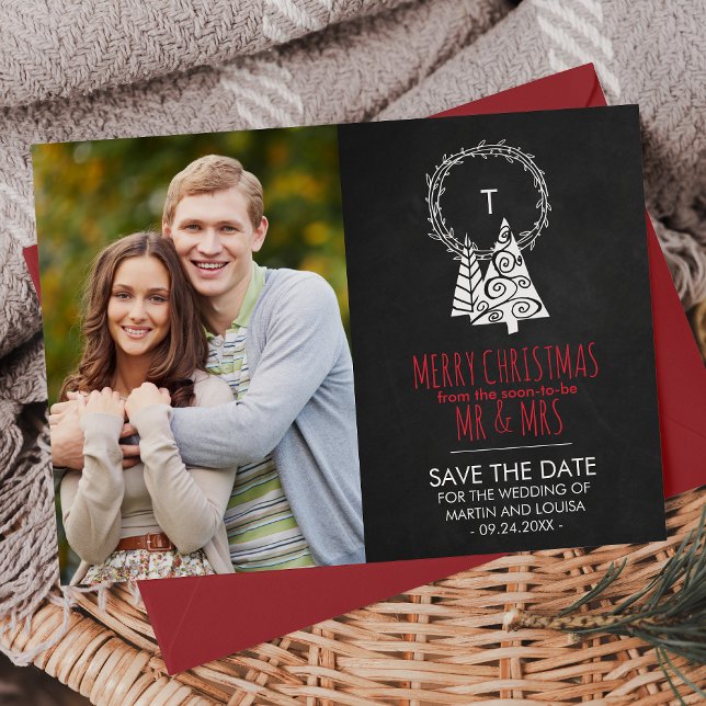 Chalkboard Save the Date Christmas Photo Card (Creator Uploaded)