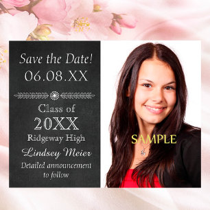 Chalkboard Save the Date Graduation Announcement Postcard