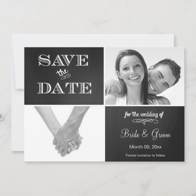 Chalkboard Save the Date Photo Announcement (Front)