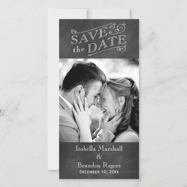 Chalkboard Save the Date Photo Card (Front)