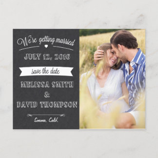 Chalkboard Save the Date Postcard