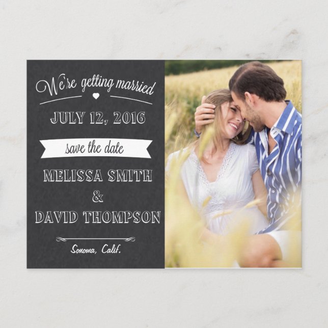 Chalkboard Save the Date Postcard (Front)