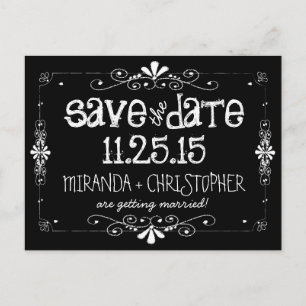 Chalkboard Save the Date Wedding Postcard