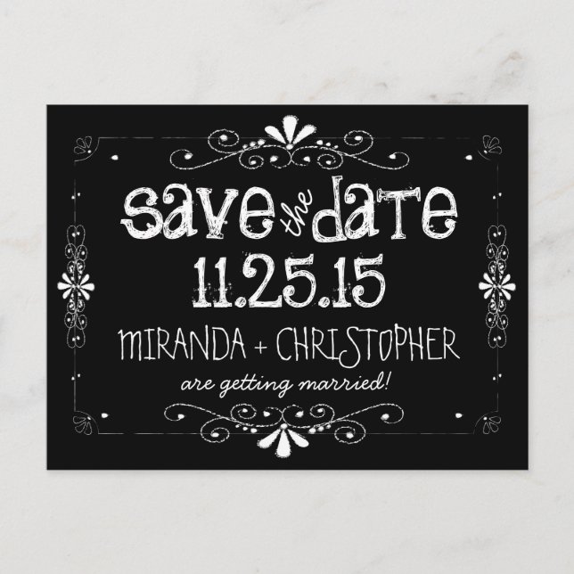 Chalkboard Save the Date Wedding Postcard (Front)