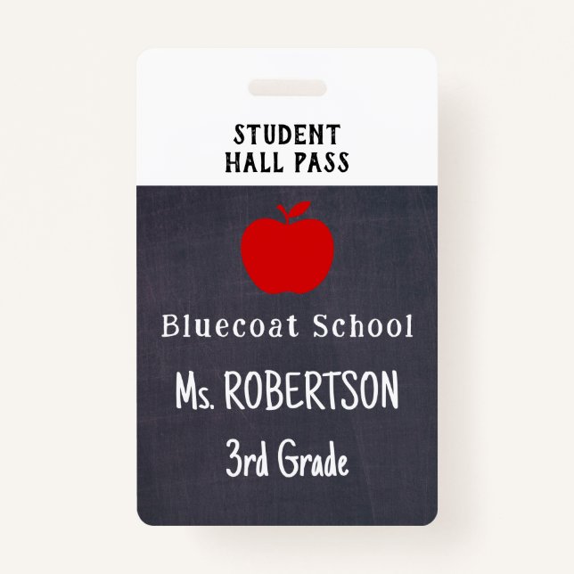 chalkboard School teacher or student pass ID Badge (Front)