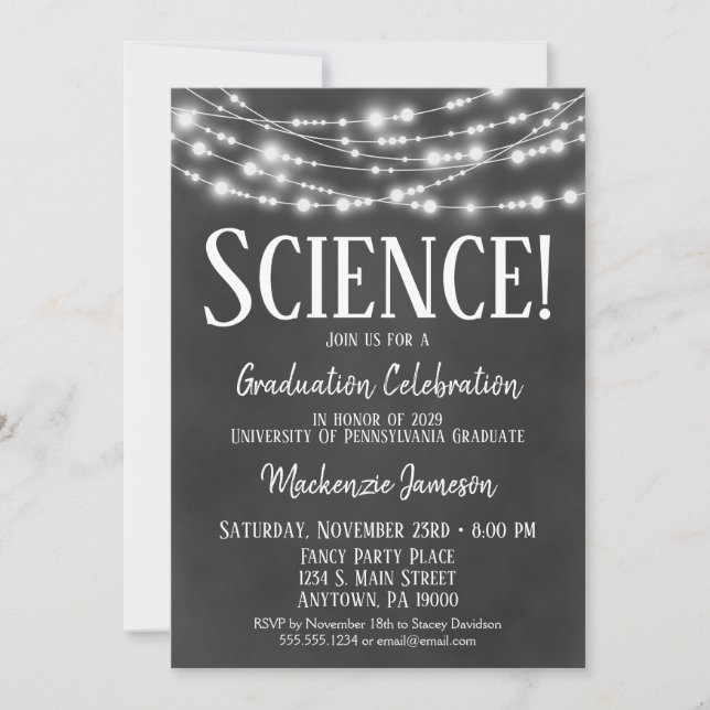 Chalkboard Science Graduation Party Invitation (Front)
