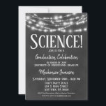 Chalkboard Science Graduation Party Invitation<br><div class="desc">A fun black and white chalkboard science graduation party invitation with glowing lights at the top.</div>