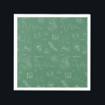 Chalkboard Science Pattern Birthday Party Supplies Napkin<br><div class="desc">This paper napkin has pattern with various science elements like a light bulb, law of motion, dna icon, oxygen periodic element, magnet, chemical structure, refraction of light through glass prism, a laboratory flask, the chemical bond structure, a microscope, e=mc2 energy to mass relativity formulae and an atom. The background is...</div>