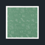 Chalkboard Science Pattern Birthday Party Supplies Napkin<br><div class="desc">This paper napkin has pattern with various science elements like a light bulb, law of motion, dna icon, oxygen periodic element, magnet, chemical structure, refraction of light through glass prism, a laboratory flask, the chemical bond structure, a microscope, e=mc2 energy to mass relativity formulae and an atom. The background is...</div>