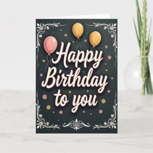 Chalkboard Script Birthday Card