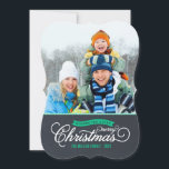 Chalkboard Script Christmas Photo Card<br><div class="desc">Simple chic modern Christmas holiday photo card design features elegant calligraphy script typography on a faux chalkboard texture background. Personalise the design with your custom family photo and name. Click the "Customise It" button to add more text and photos on the back and create your own unique one of a...</div>