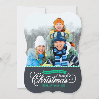 Chalkboard Script Christmas Photo Card