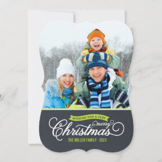 Chalkboard Script Christmas Photo Card