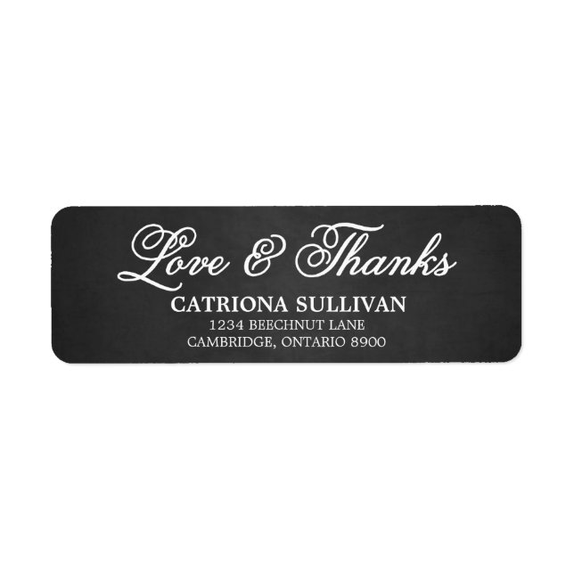 Chalkboard Script Love & Thank Address Label (Front)