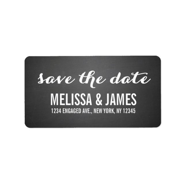 Chalkboard Script Save the Date Label (Front)