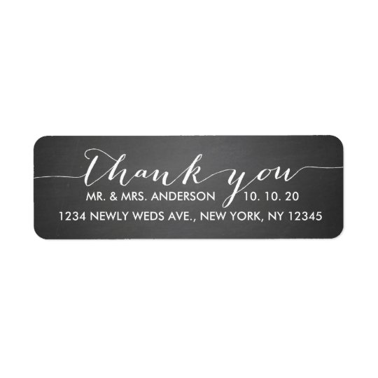 Chalkboard Script Wedding Thank You Return Address Label