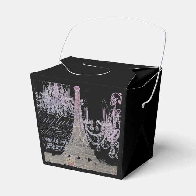 chalkboard scripts chandelier paris eiffel tower favour box (Front Side)