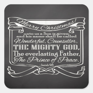 Chalkboard Scripture Christmas Square Sticker