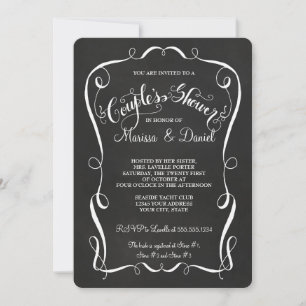 Chalkboard Scroll Couples Shower Calligraphy Invitation