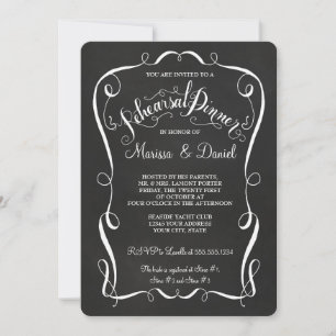 Chalkboard Scroll Rehearsal Dinner Calligraphy Invitation