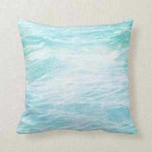Chalkboard Sea Water Blue Grungy Ocean Waves Cushion