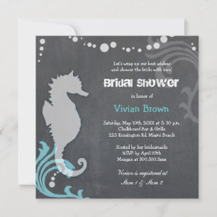 Chalkboard Seahorse Beach Bridal Shower Invitation
