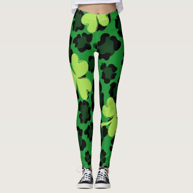  Chalkboard Shamrock St. Patrick's Day Leggings (Front)
