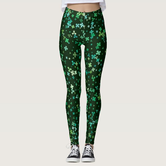  Chalkboard Shamrock St. Patrick's Day Leggings (Front)