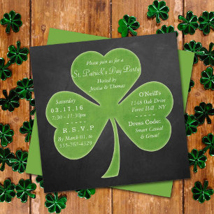 Chalkboard Shamrock St. Patrick's Day Party Invitation