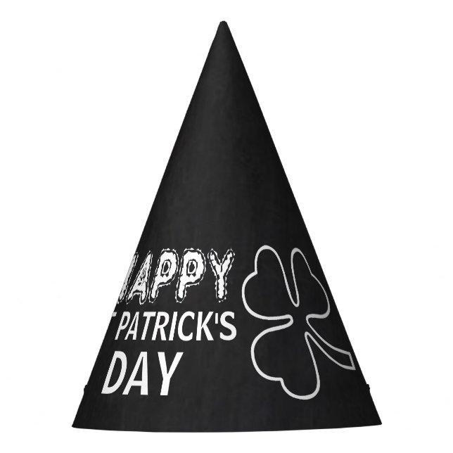 Chalkboard Shamrock, St Patrick's Day Party Party Hat (Front)