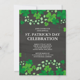 Chalkboard Shamrock St. Patrick's Party Invitation