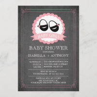 Chalkboard Shoes Girls Baby Shower Invitaitons