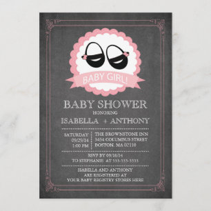 Chalkboard Shoes Girls Baby Shower Invitaitons Invitation