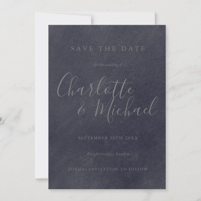 Chalkboard Signature Wedding Save the Date Card (Front)
