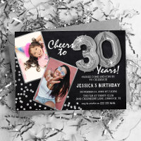 Chalkboard Silver Balloons 2 Photo 30th Birthday