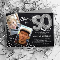 Chalkboard Silver Balloons 2 Photo 50th Birthday