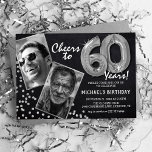 Chalkboard Silver Balloons 2 Photo 60th Birthday Invitation<br><div class="desc">Celebrate the milestone of stepping into the magnificent 60s with these unique 'Chalkboard Silver Balloons 60th Birthday Invitations'. Enriched with a rustic chalkboard background and shimmering faux silver glitter flecks, these invites exude vintage charm and modern elegance. Upload a then-and-now photo of the birthday star and customise the easy-to-use template...</div>