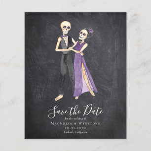 Chalkboard Skeleton Couple Halloween Save the Date