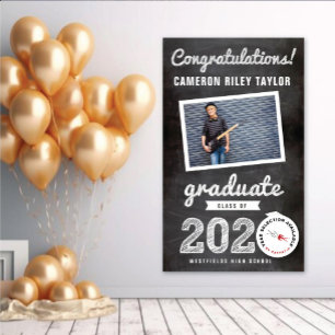 Chalkboard Sketch 2024 Photo Graduation Party Banner