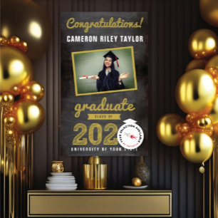 Chalkboard Sketch 2024 Photo Graduation Party Banner